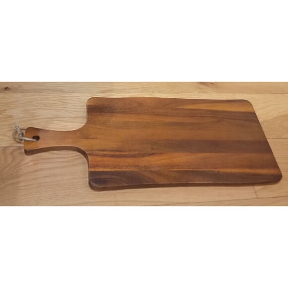 Elegant Acacia Paddle Serving Board Edge Grain Flat Bread Loaf Cutting Board NEW - Picture 4 of 16